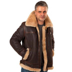 Aged Sheepskin Flying Jacket For Men In Brown