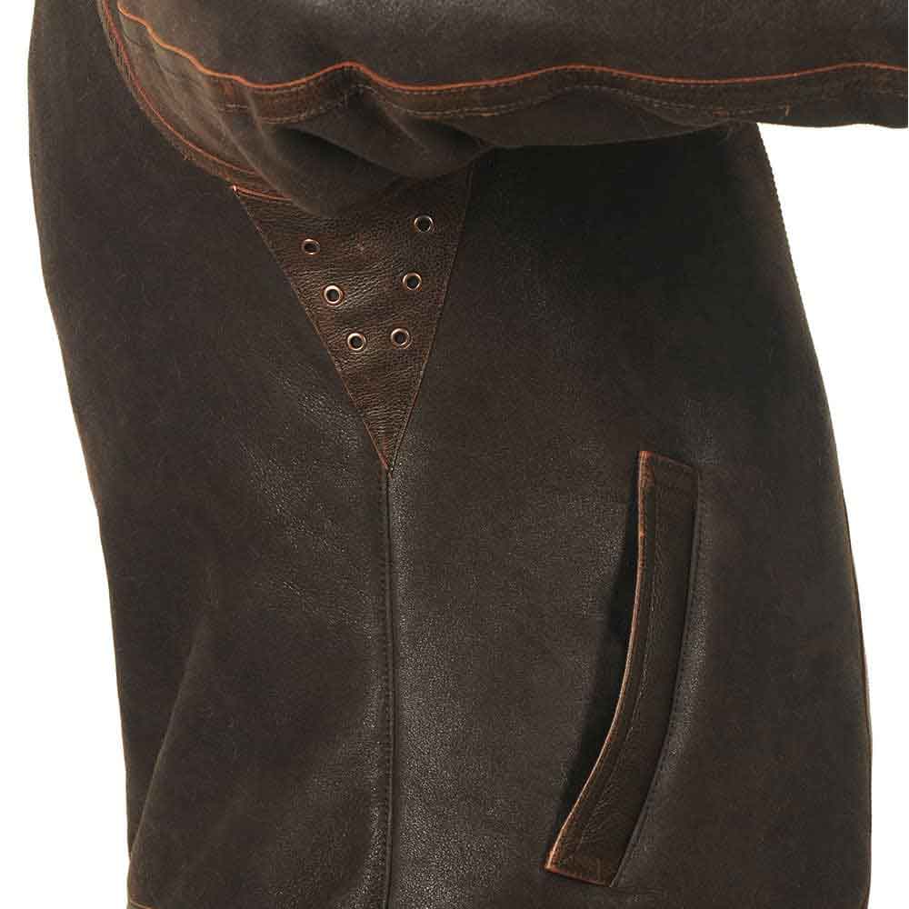Aged Sheepskin Flying Jacket For Men In Brown
