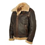 Aged Sheepskin Flying Jacket For Men In Brown