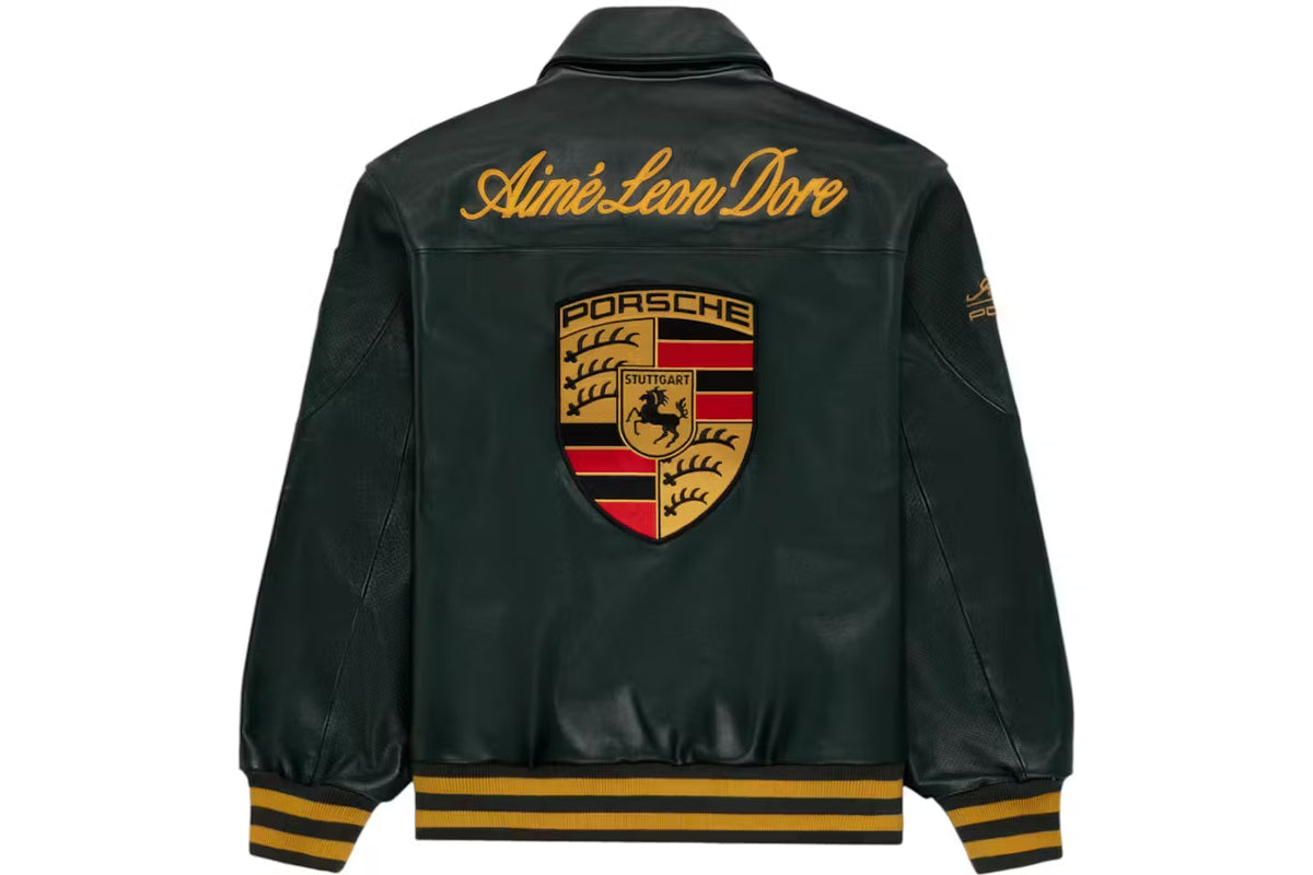 Premium Porsche 993 Leather Jacket | Unisex Vintage F1 Racing Bomber Green