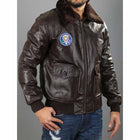 Men's Brown Sheepskin Air Force One Inspired A2 Flight Jacket with Shearling Collar