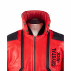 Men Red Genuine Sheepskin Leather Jacket with Akira Kaneda Capsule Biker Style