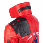 Men Red Genuine Sheepskin Leather Jacket with Akira Kaneda Capsule Biker Style