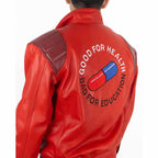 Men Red Leather Moto Jacket with Akira Kaneda Cyberpunk Anime Style