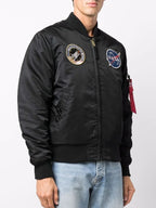Apollo MA-1  Flight Aviator Black Bomber Jacket