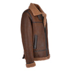 Men's Two-Tone Antique Brown B-3 Curly Shearling Flight Jacket