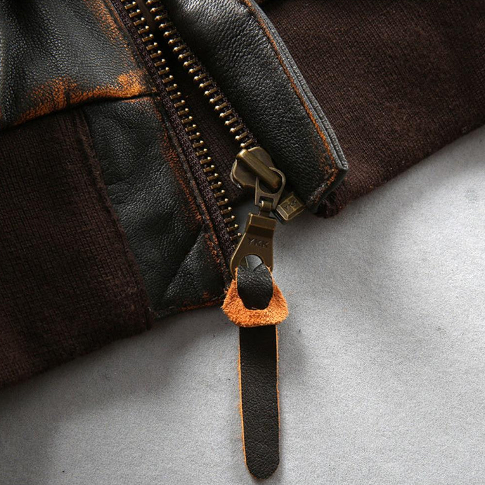 Men's Washed Goatskin Tea-Core A-2 Aviator Flight Jacket