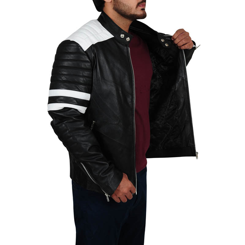 Mens Simple Black Biker Jacket