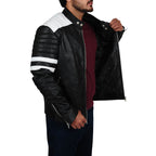 Mens Simple Black Biker Jacket