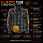 Milwaukee Leather MPM1636 Men’s Armored Riding Flannel – Full Aramid Fiber Lined, CE Shoulder/Elbow Armor