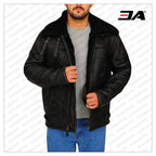 B3 Aviator Bomber Sheepskin Black Jacket