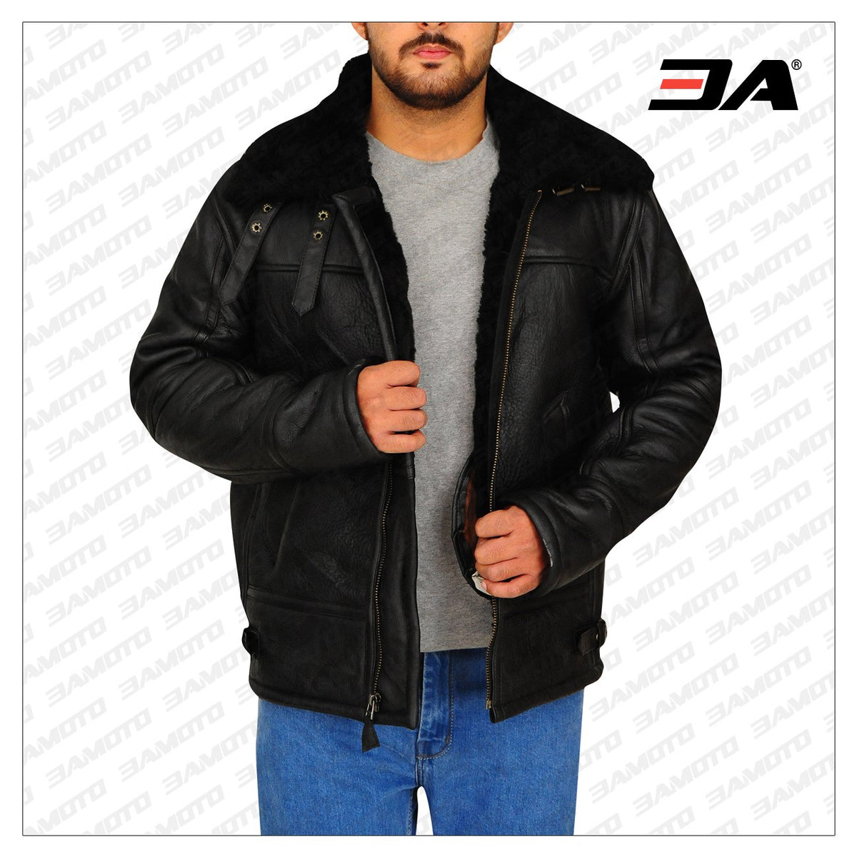 B3 Aviator Bomber Sheepskin Black Jacket