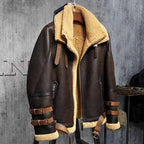 Men’s Aviator Dark Brown Leather Shearling Jacket