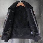 Mens Black RAF B3 Bomber Shearling Leather Aviator Jacket