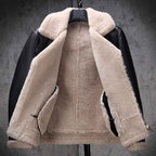Mens Classic Black B3 Bomber Flight Shearling Sheepskin Leather Aviator Jacket