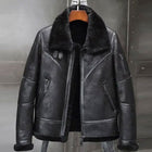 Mens Black Aviator Shearling Bomber Leather Jacket