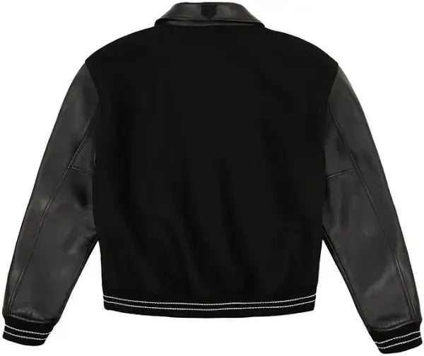 Avirex Black Script Wool Leather Letterman Jacket