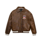 Men's Classic Brown Letterman  Avirex Leather Jacket