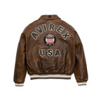 Men's Classic Brown Letterman  Avirex Leather Jacket