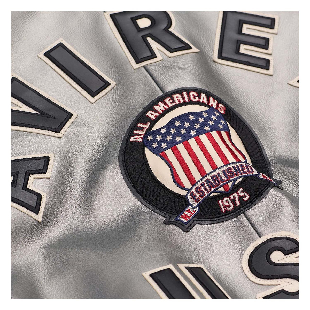 Avirex Iconic Silver Leather Bomber Jacket