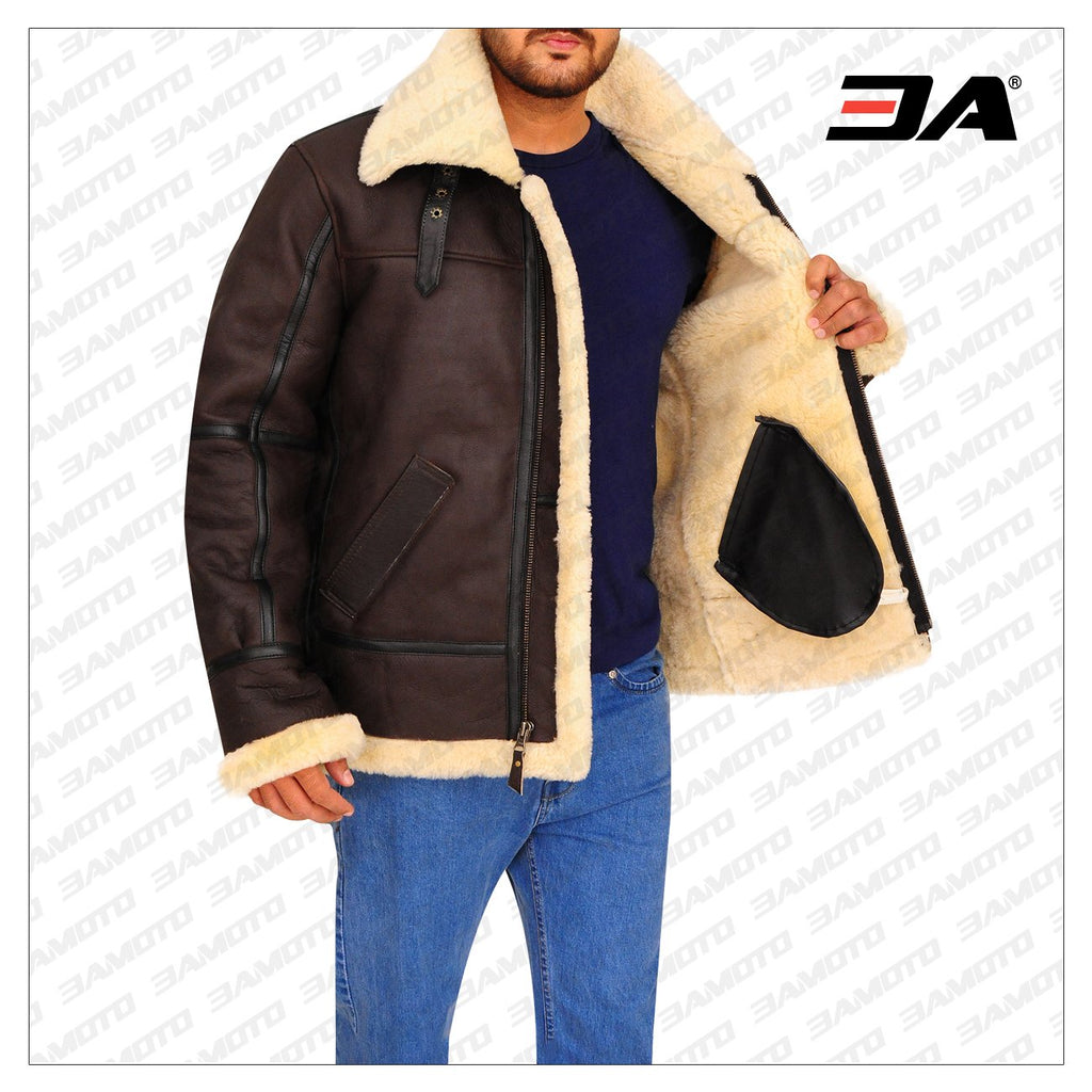 B3 Bomber Aviator Shearling Leather Jacket
