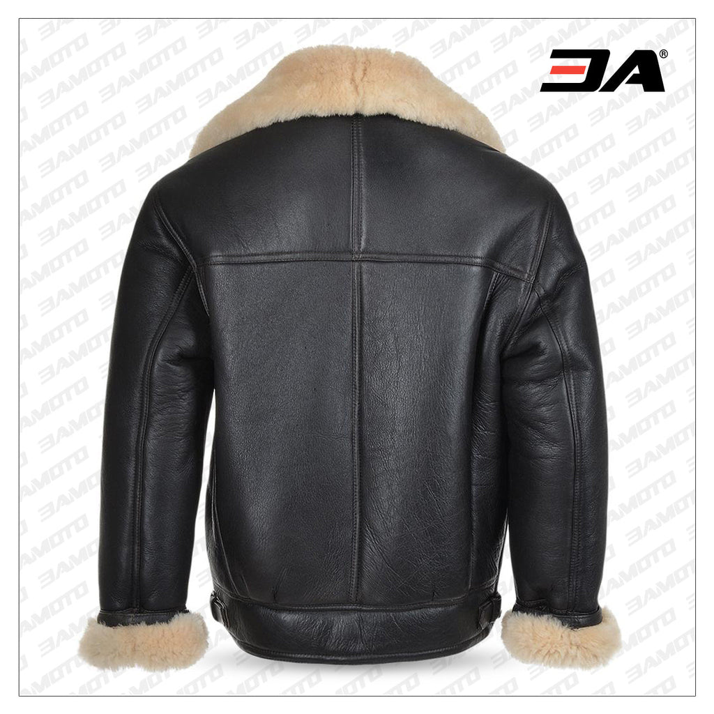 Mens B3 Flying Bomber WW2 USA Cockpit Aviator Pilot Real Shearling Sheepskin Leather Jacket