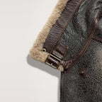 Distressed Crackled B-3 Flight Jacket in Vintage Brown Leather