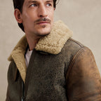 Men's Brown B3 Aviator Sheepskin Leather Bomber Jacket