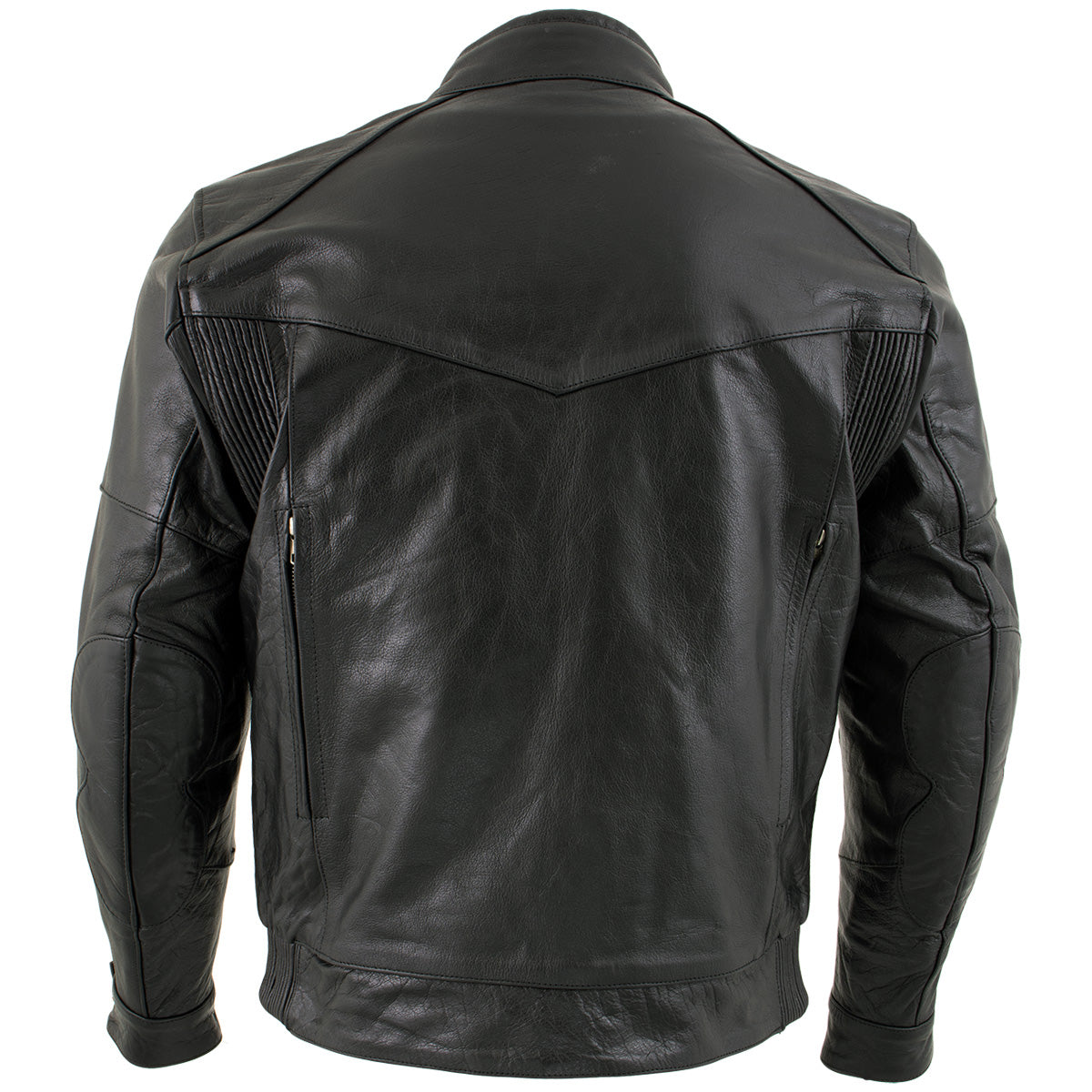 Milwaukee Leather LKM1700 Men's Premium Black Buffalo Leather Cruiser Motorcycle Jacket with CE Armor Protection