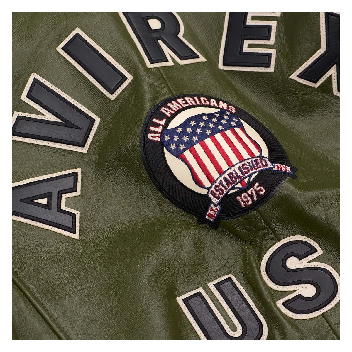 Avirex Iconic Olive Green Leather Bomber Jacket