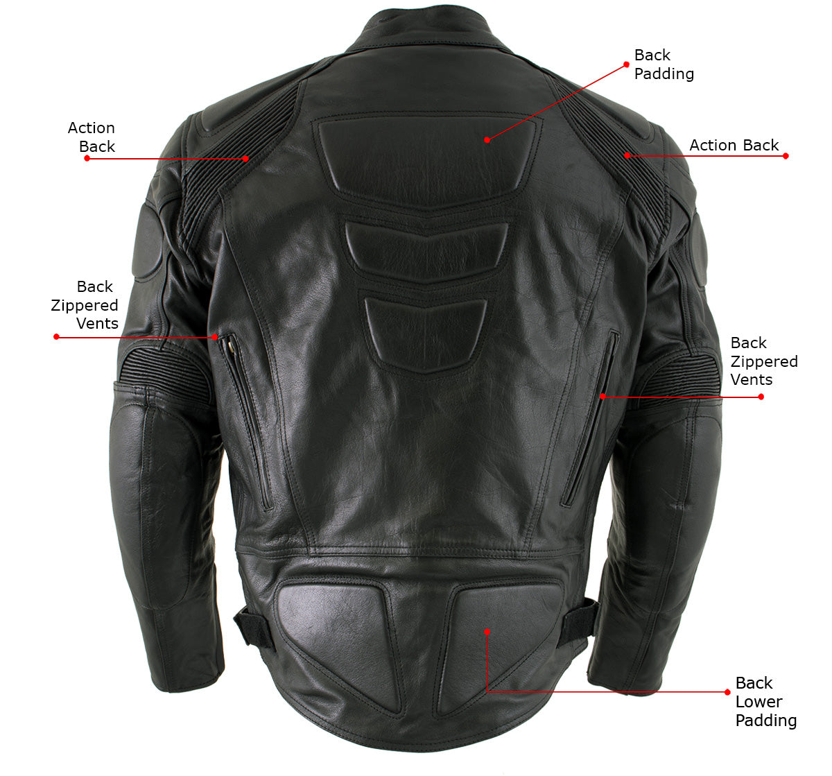 Milwaukee Leather Men's Premium Black Leather Racer Style Motorcycle Jacket with CE Armor - LKM17005