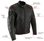 Milwaukee Leather Men's Premium Black Leather Racer Style Motorcycle Jacket with CE Armor - LKM17005