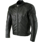 Milwaukee Leather Men's Premium Black Leather Racer Style Motorcycle Jacket with CE Armor - LKM17005