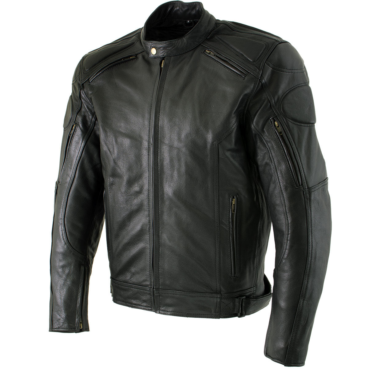 Milwaukee Leather Men's Premium Black Leather Racer Style Motorcycle Jacket with CE Armor - LKM17005