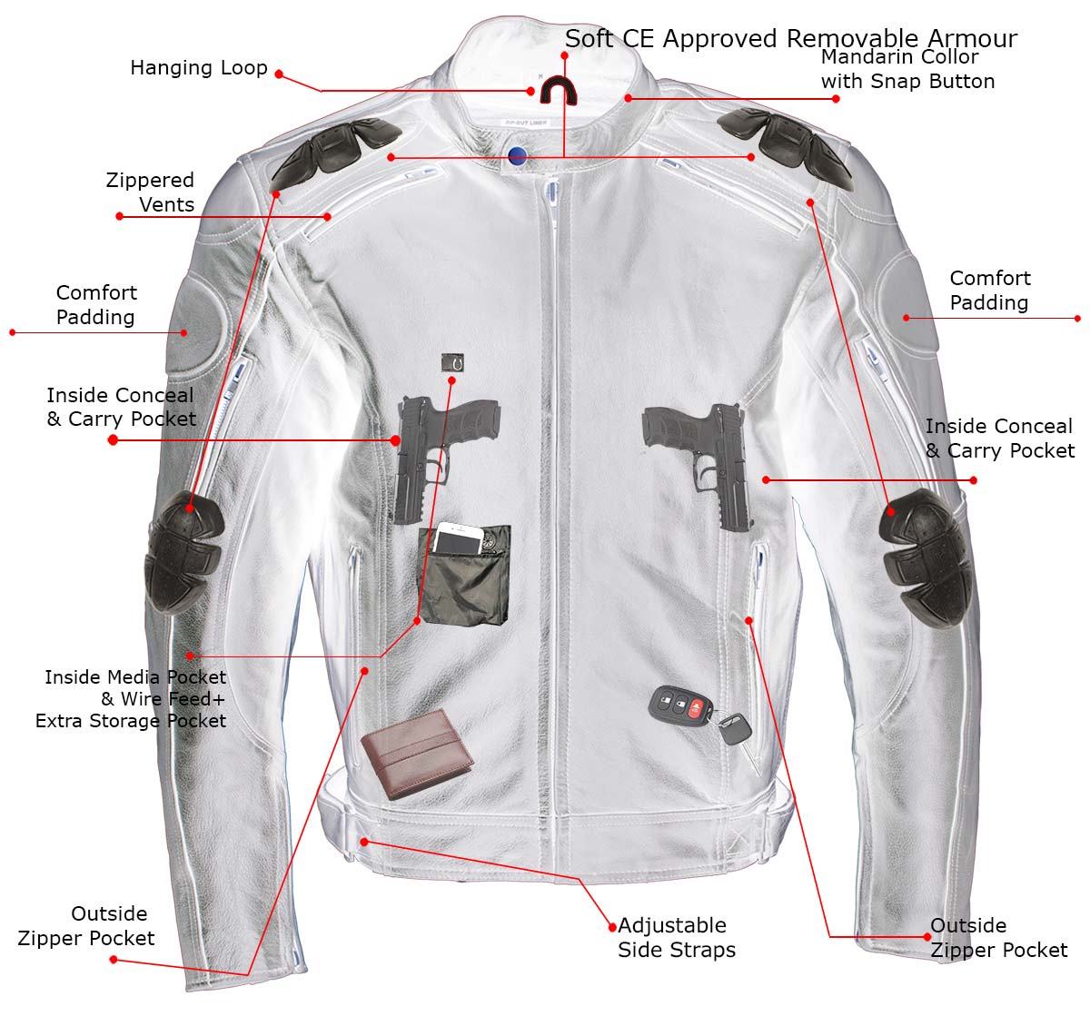 Milwaukee Leather Men's Premium Black Leather Racer Style Motorcycle Jacket with CE Armor - LKM17005