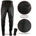 Milwaukee Leather LKM5713 Men's Premium Black Cowhide Leather Racing Pants w/ CE Armor Knee Protection