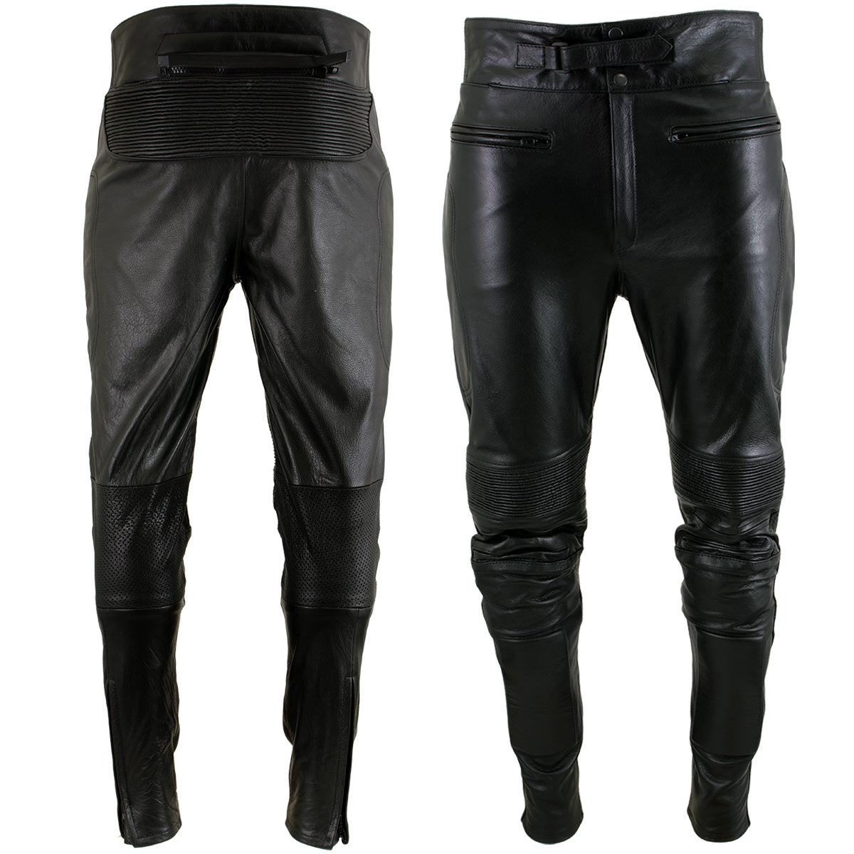 Milwaukee Leather LKM5713 Men's Premium Black Cowhide Leather Racing Pants w/ CE Armor Knee Protection