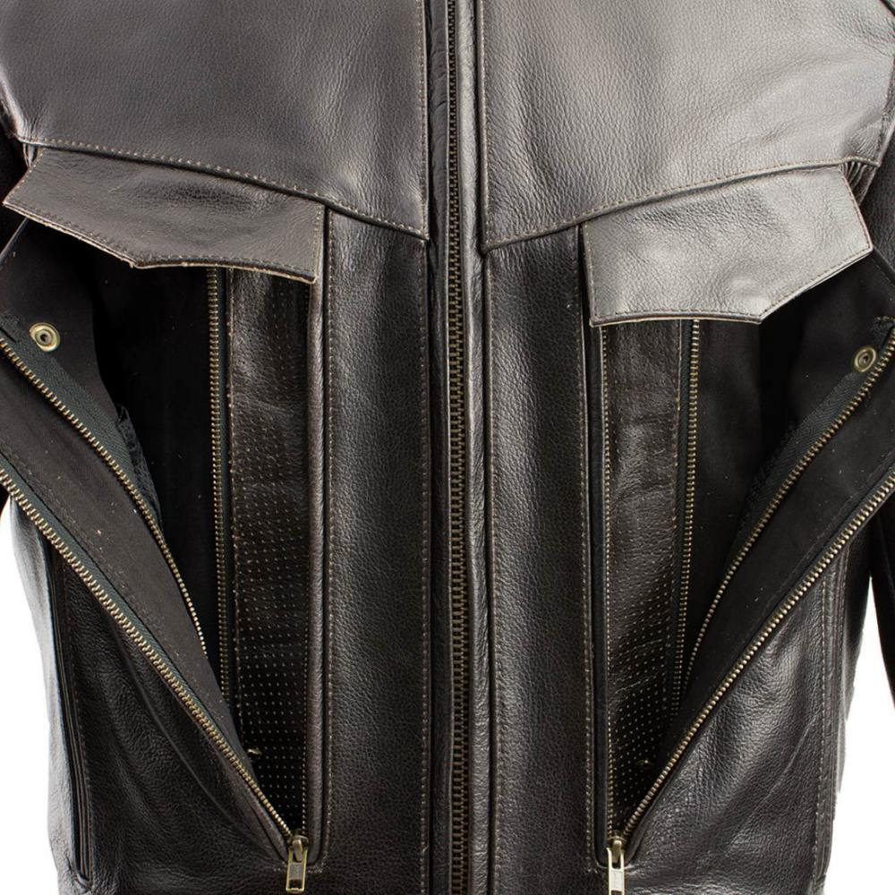 Milwaukee Leather Men's Classic Retro Distressed Brown Leather Jacket with CE Armor Protection - LKM17006