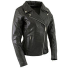 Milwaukee Leather LKL27001 Women's Classic Braided Premium Black Leather Fitted Motorcycle Riders Biker Jacket