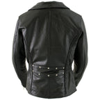 Milwaukee Leather LKL27001 Women's Classic Braided Premium Black Leather Fitted Motorcycle Riders Biker Jacket