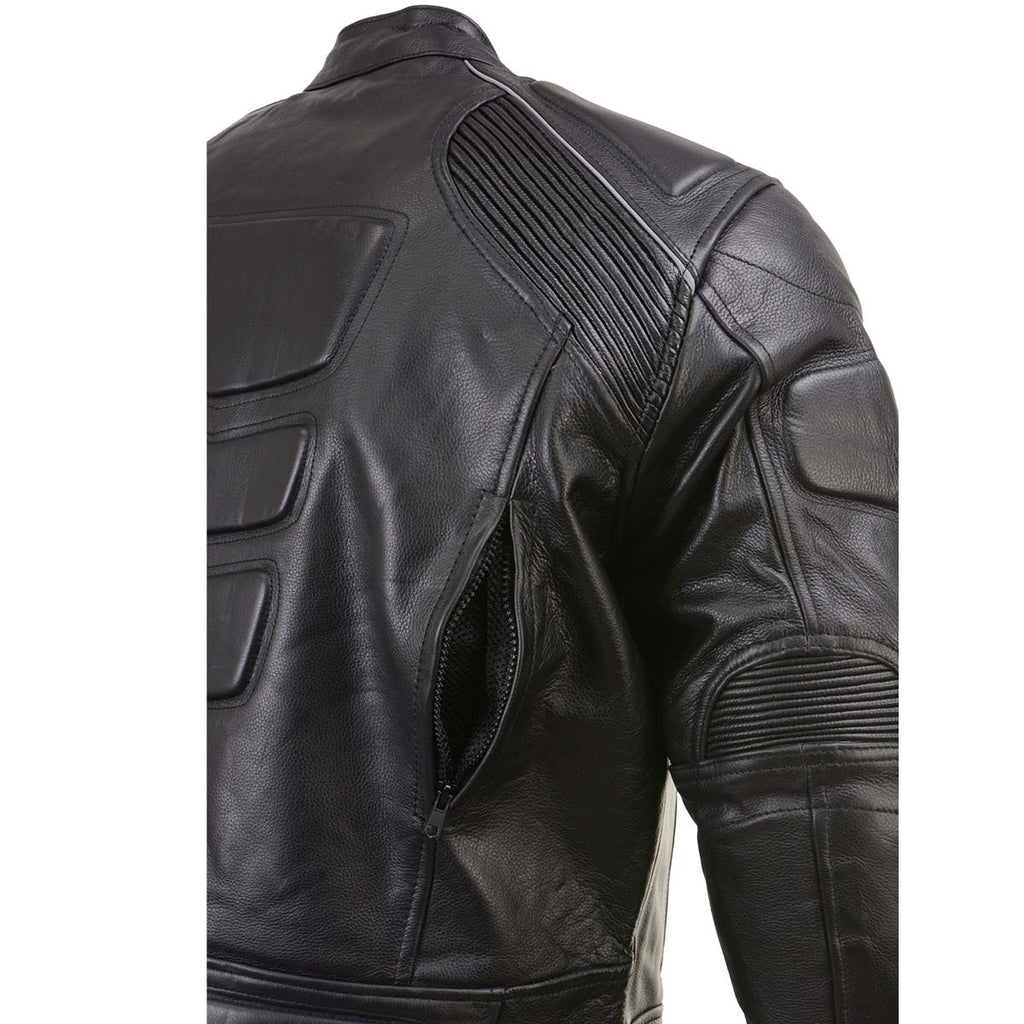 Milwaukee Leather LKM17007 Men's Premium Black Leather Motorcycle Bikers Rider Jacket w/ CE Armor