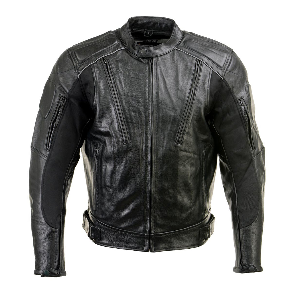 Milwaukee Leather LKM17007 Men's Premium Black Leather Motorcycle Bikers Rider Jacket w/ CE Armor