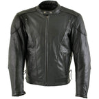 Milwaukee Leather Men's Flying Mayhem Skull Premium Black Leather Motorcycle Riders Jacket w/ CE Armor Protection - LKM17009