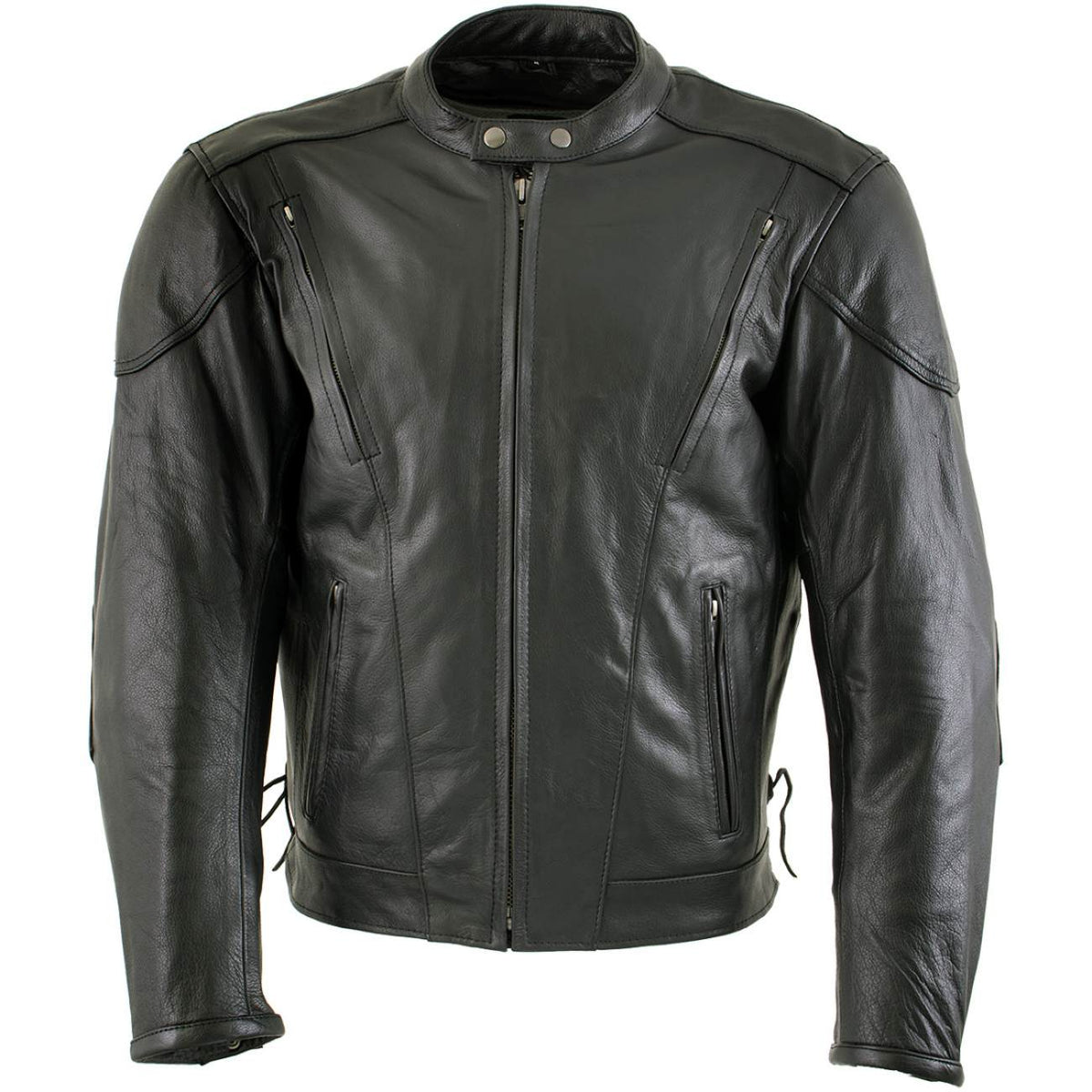Milwaukee Leather Men's Flying Mayhem Skull Premium Black Leather Motorcycle Riders Jacket w/ CE Armor Protection - LKM17009