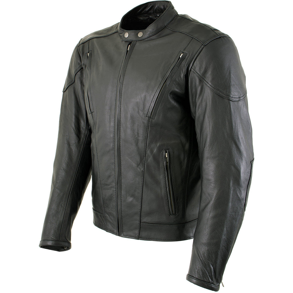 Milwaukee Leather Men's Flying Mayhem Skull Premium Black Leather Motorcycle Riders Jacket w/ CE Armor Protection - LKM17009