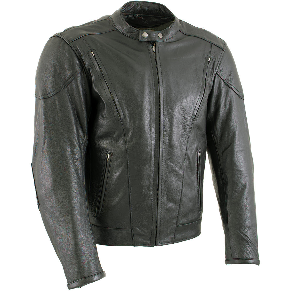 Milwaukee Leather Men's Flying Mayhem Skull Premium Black Leather Motorcycle Riders Jacket w/ CE Armor Protection - LKM17009