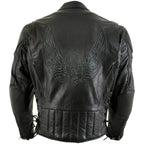 Milwaukee Leather Men's Flying Mayhem Skull Premium Black Leather Motorcycle Riders Jacket w/ CE Armor Protection - LKM17009