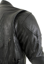 Milwaukee Leather Men's Flying Mayhem Skull Premium Black Leather Motorcycle Riders Jacket w/ CE Armor Protection - LKM17009
