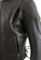 Milwaukee Leather Men's Flying Mayhem Skull Premium Black Leather Motorcycle Riders Jacket w/ CE Armor Protection - LKM17009