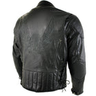 Milwaukee Leather Men's Flying Mayhem Skull Premium Black Leather Motorcycle Riders Jacket w/ CE Armor Protection - LKM17009